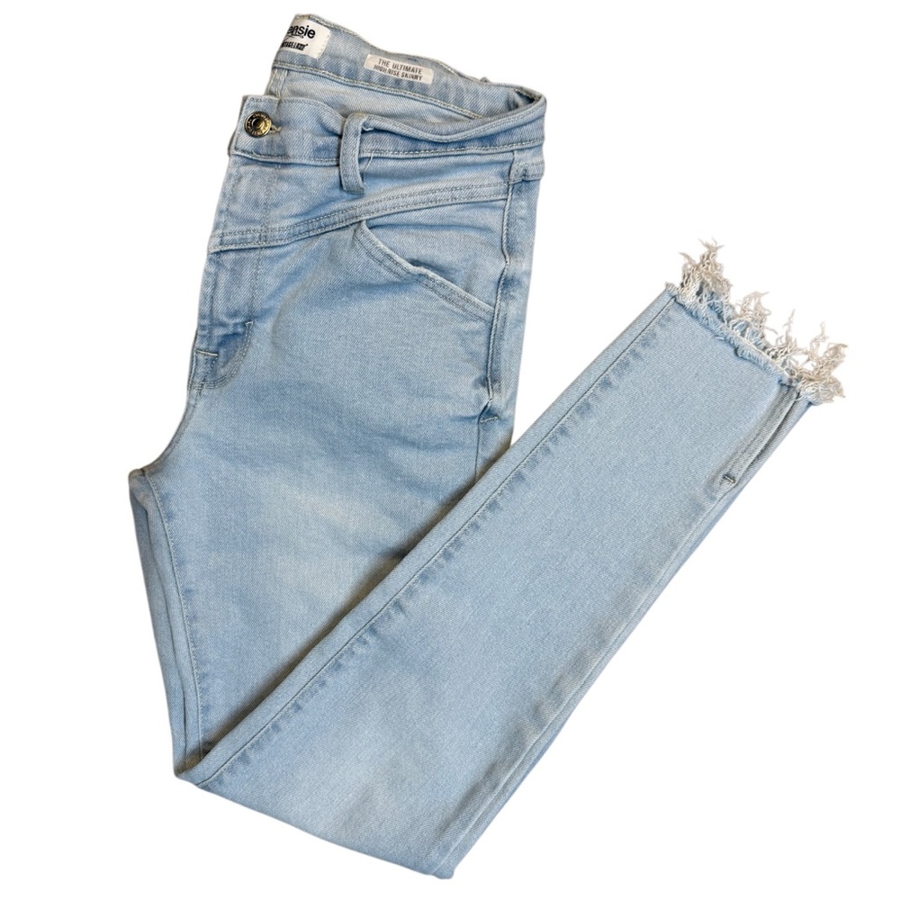 Kensie Jeans Light Wash The Ultimate High Rise Raw Hem Skinny Jeans Size 8/29